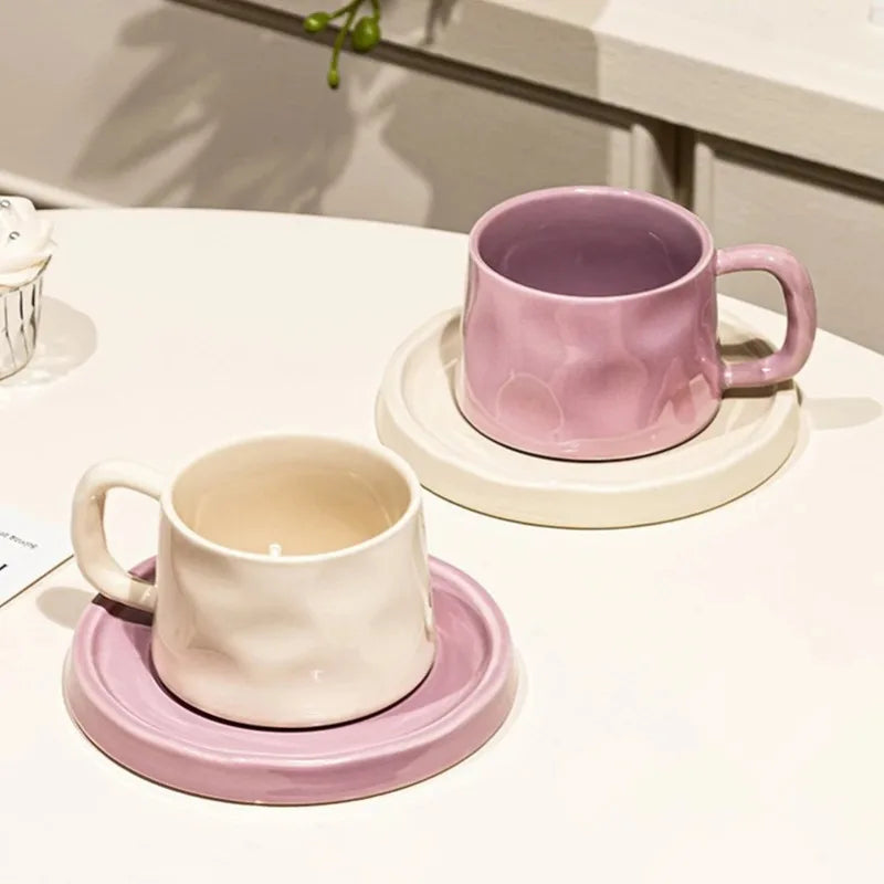 300ML Ceramic Coffee Mug with Saucer – Latte & Tea Cup