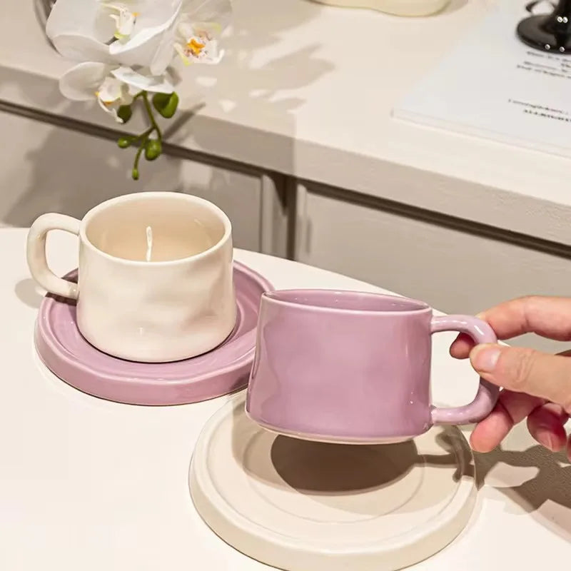300ML Ceramic Coffee Mug with Saucer – Latte & Tea Cup