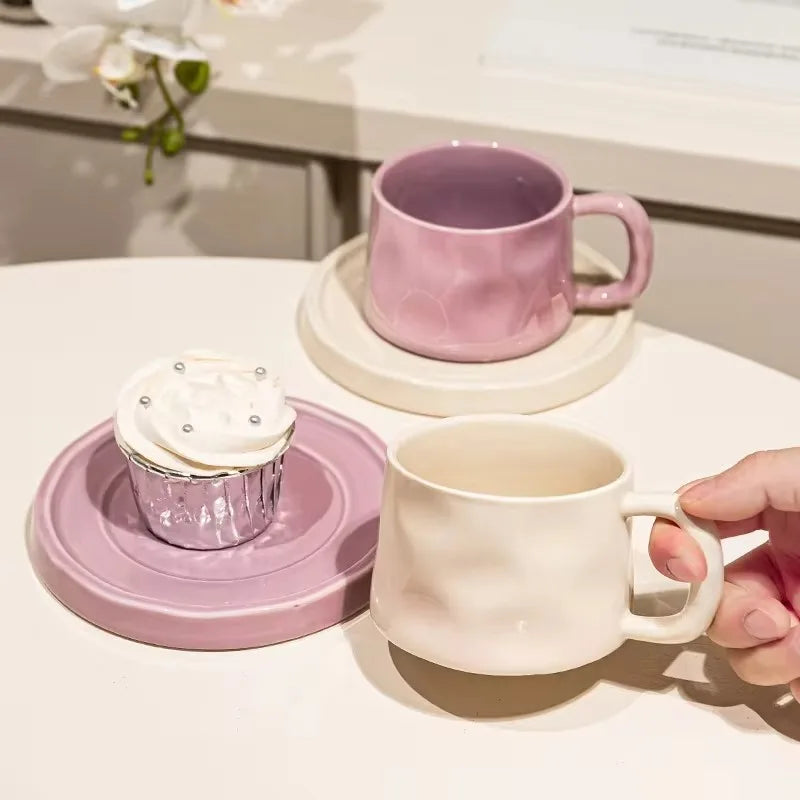 300ML Ceramic Coffee Mug with Saucer – Latte & Tea Cup