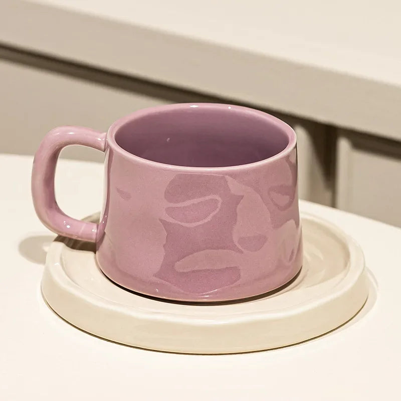 300ML Ceramic Coffee Mug with Saucer – Latte & Tea Cup