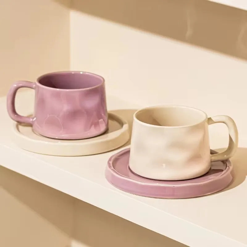 300ML Ceramic Coffee Mug with Saucer – Latte & Tea Cup