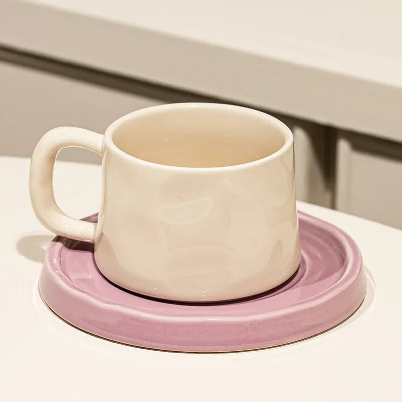 300ML Ceramic Coffee Mug with Saucer – Latte & Tea Cup