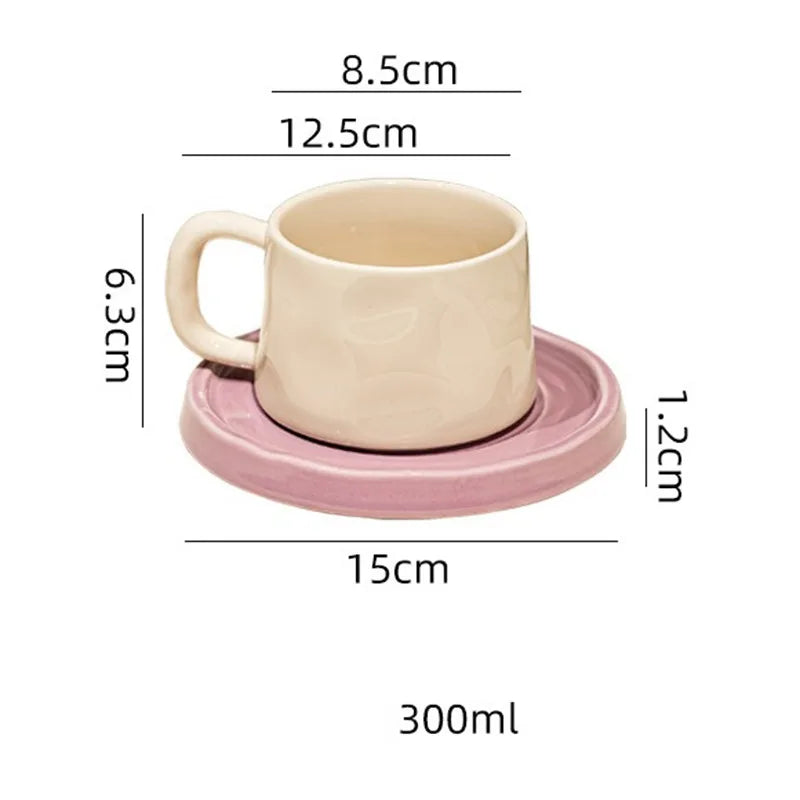 300ML Ceramic Coffee Mug with Saucer – Latte & Tea Cup