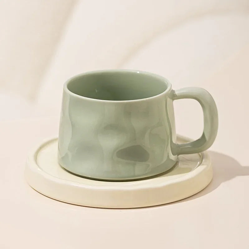 300ML Ceramic Coffee Mug with Saucer – Latte & Tea Cup