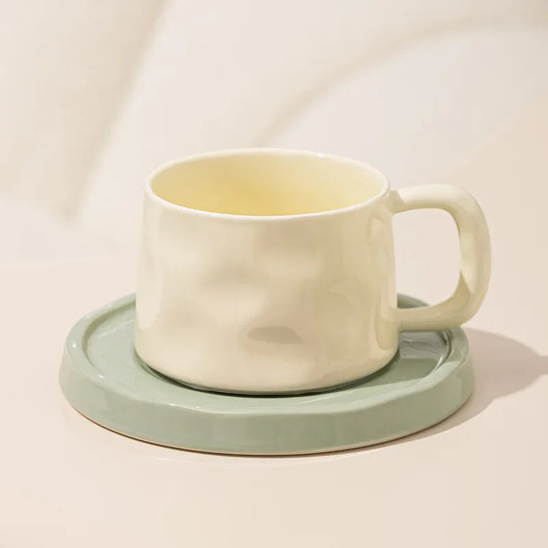 300ML Ceramic Coffee Mug with Saucer – Latte & Tea Cup