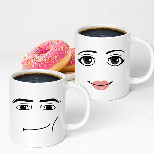 Funny Face Coffee Mug – Cute Gamer Ceramic Cup325ML