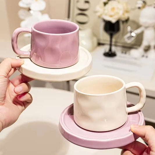 300ML Ceramic Coffee Mug with Saucer – Latte & Tea Cup