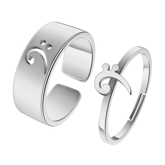 Kinitial Stainless Steel Bass Clef Promise Ring Music Jewelry